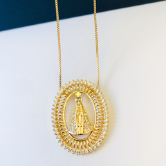 COLAR NOSSA SENHORA APARECIDA OVAL EM SEMIJOIA - Bijoux Maysa Úrsula
