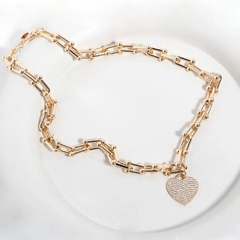 COLAR DE ELOS TIF COM CORAÇÃO EM SEMIJOIA - Bijoux Maysa Úrsula