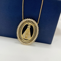 COLAR NOSSA SENHORA APARECIDA OVAL EM SEMIJOIA - comprar online