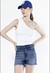 Short alto azul gastado