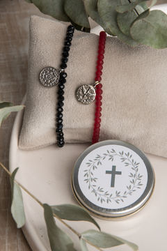 CRISTAL PULSERA CON MEDALLA DE ALPACA - comprar online