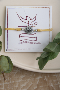 PULSERA HILO Y ACERO espiritu santo-apto souvenir - comprar online