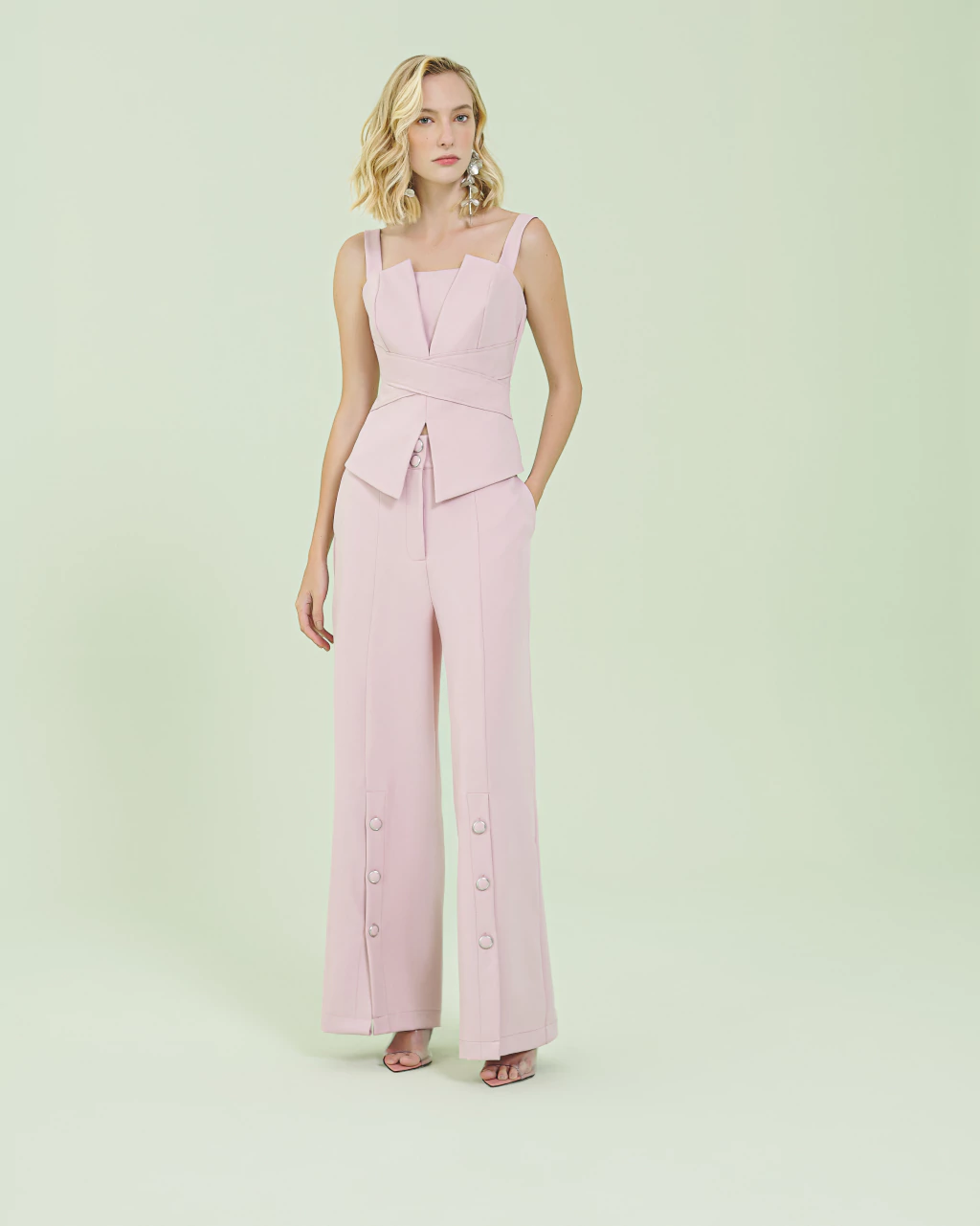 CONJUNTO ALFAIATARIA BOTOES - ROSA