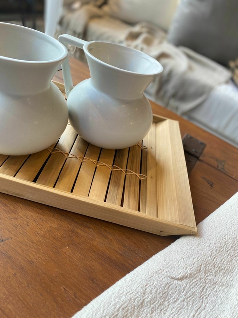 bandeja rectangular de bambú 45cm