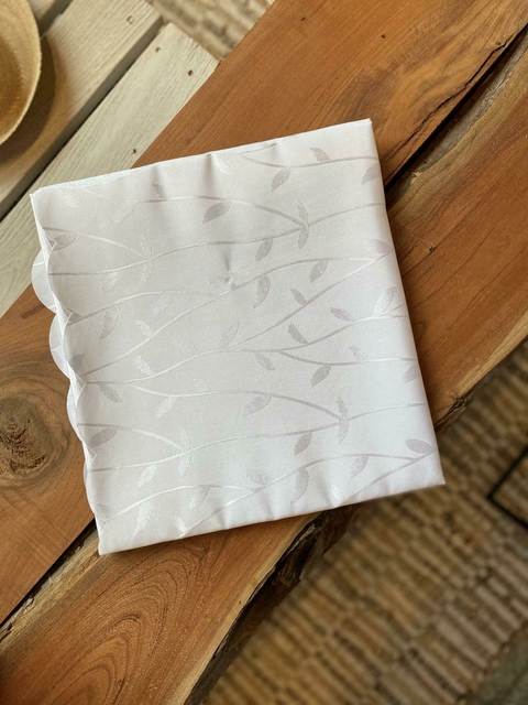 Mantel "ramitas" poliester color blanco 150x3