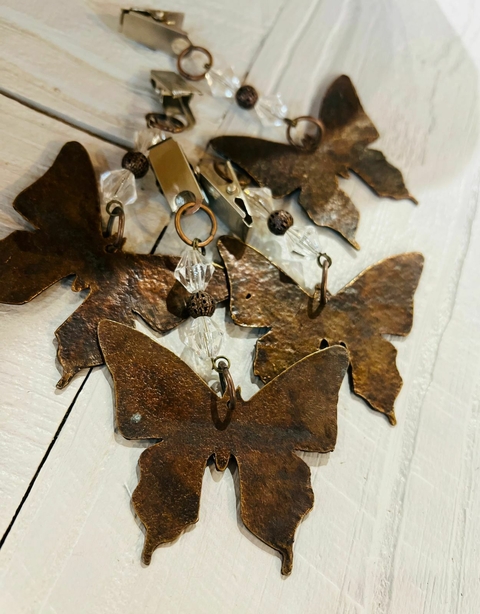 pesa mantel mariposa bronce x4