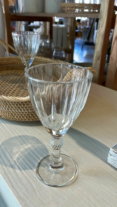 Copa vino labrado con rayas x6unid - comprar online