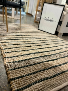 Alfombra de yute 120 x 180 cm lineas verdes - Decogallery