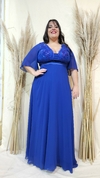 VESTIDO RENESME DE GASA CON MANGAS Y LENTEJUELAS BORDADAS