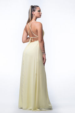 VESTIDO SOLANGE ESCOTE V CON BORDADO DE GASA - comprar online