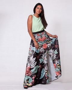 POLLERA SOMETHING NEGRA CON ESTAMPA