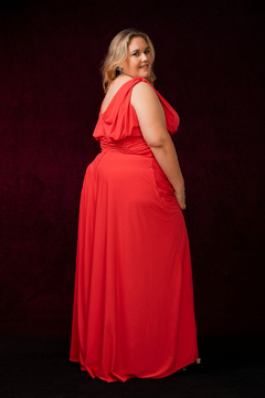 VESTIDO MARGA ESCOTE EN V Y UN POCO DRAPEADO - comprar online