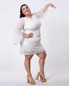 vestido bianca encaje bordado y mangas de gasa