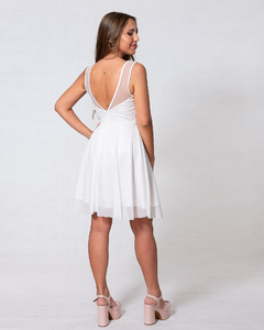 VESTIDO CORTO DE GASA BORDADO - comprar online