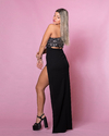 VESTIDO AGUS UN HOMBRO CON LENTEJUELAS Y TAJO