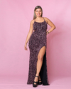 VESTIDO JUANA DE LUREX CON TAJO