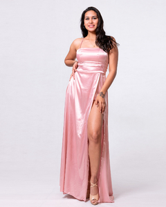 VESTIDO SENSACION DE SATEN CON TAJO en internet