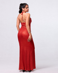 VESTIDO LUREX CON BUCHE Y FUNCE LILI - comprar online