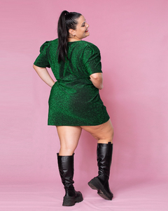 VESTIDO LORI DE LUREX CON MANGAS Y CUELLO REDONDO - comprar online