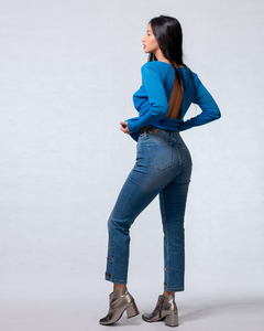JEANS RECTO C/OAJAL Y TACHAS MARIA AMORES - comprar online