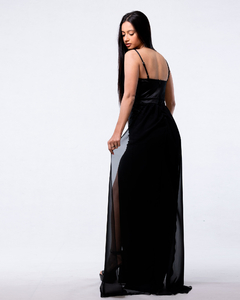 VESTIDO GRACIELA DE SATEN CON COLA - comprar online