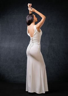 VESTIDO TANIA ESCOTE V Y ESPALDA ATADA - comprar online