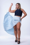 POLLERA LARGA AMBAR CON TAJO ALTO - comprar online
