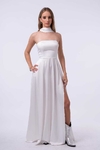 VESTIDO LARGO DE SATEN C/CORBATA - comprar online