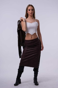 POLLERA SIMIL C/TAJO MARIA BACUR - comprar online