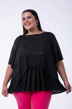 BLUSA DE GASA CON DETALLES DE ENCAJE - comprar online