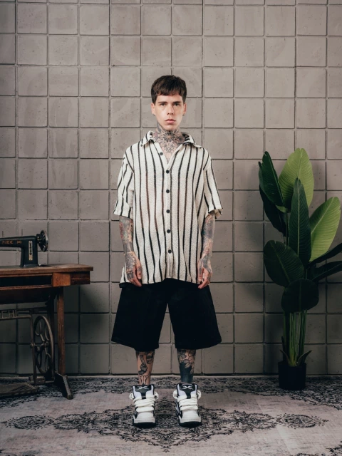 Camisa Hilo rayado Positano Blanco