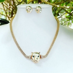 Conjunto Pantera Colar, Brinco Folheado Ouro - loja online