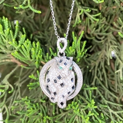 Colar Pantera Círculo Cravejado Zircônia Cristal