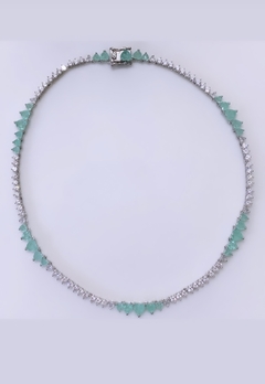 Colar Riviera Coração Fusion Esmeralda Colômbiana - Maiorca Semijoias
