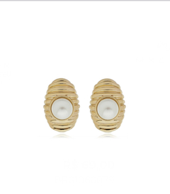 Brinco Perola Antique Folheado Ouro