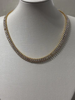 Colar Riviera Retângulo Zircônia Cristal Folheado Ouro - comprar online