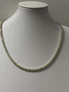 Colar Riviera Zircônia Citrino Gold 3mm Folheado Ródio Branco - Maiorca Semijoias