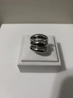 Anel de design moderno Folheado Ródio Branco