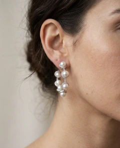 Brinco Argola com Pérolas Zircônia Cristal