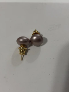 Brinco Pérola 12mm Rose Folheado Ouro - comprar online