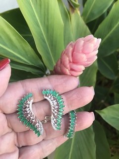 BRINCO EAR CUFF NAVETE ZIRCONIA ESMERALDA EM PRATA 925 na internet