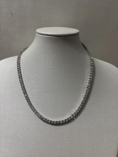 Imagem do Colar Riviera Zircônia Cristal 3MM Folheada Rodio Branco