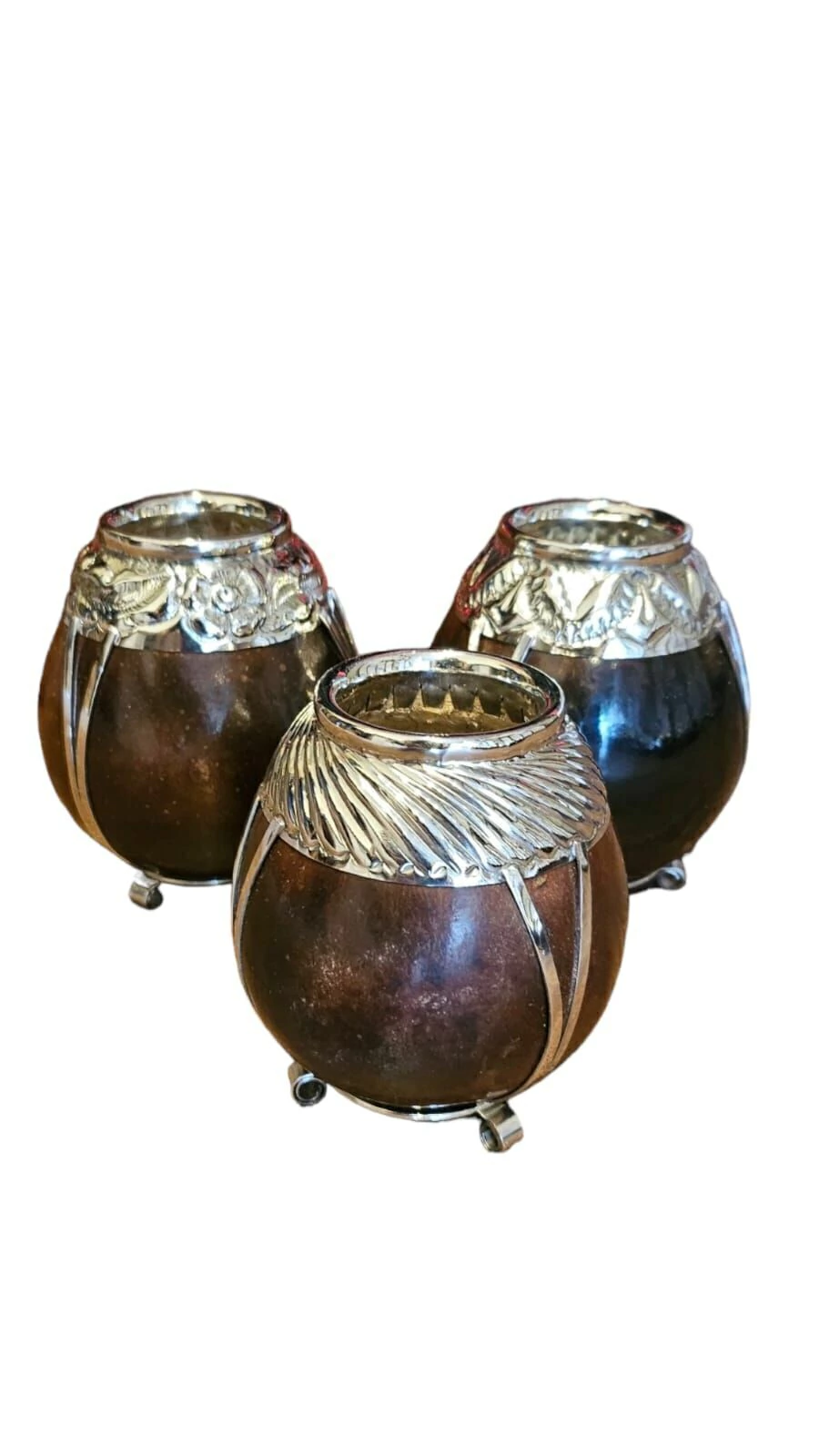 MATE DE CALABAZA CON FLEJE DOBLE CINCELADO DE ALPACA