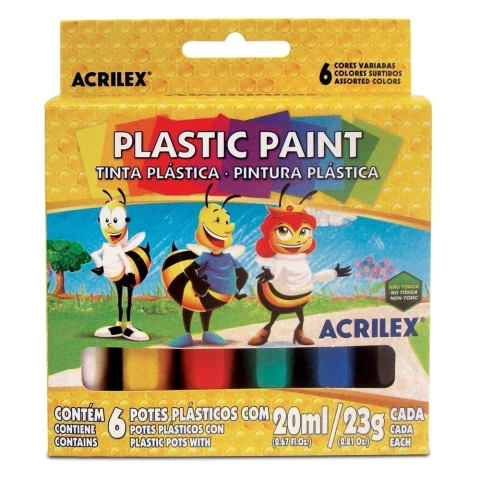 Tinta plástica Plastic Paint 6 cores 20ml - Acrilex
