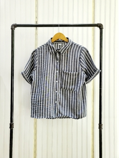 CAMISA LINO RAYADO M/C.