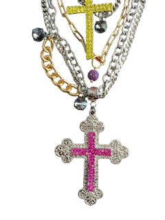 Colar Mix Cruzes Strass - KELBADELUXE