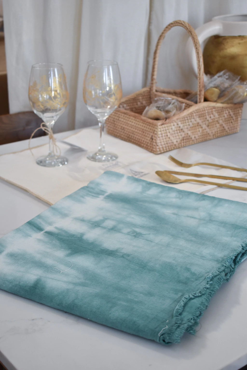 T2 Mantel BALI - handmade verde 260x180