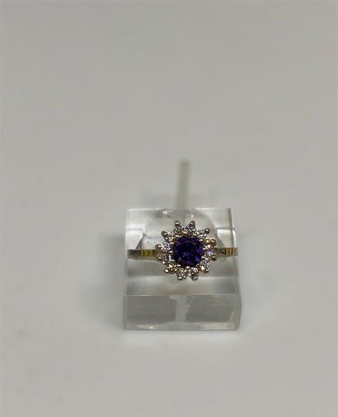 ANILLO DE PLATA Y ORO CON CUBICS