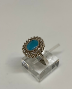 ANILLO DE PLATA CON PIEDRA CELESTE - comprar online