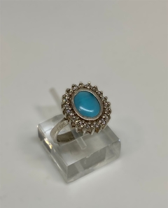 ANILLO DE PLATA CON PIEDRA CELESTE en internet